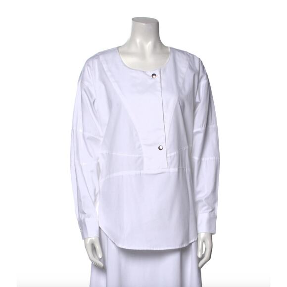 Rachel Comey White Long Sleeve Blouse with Snap Detail - M - Picture 1 of 3